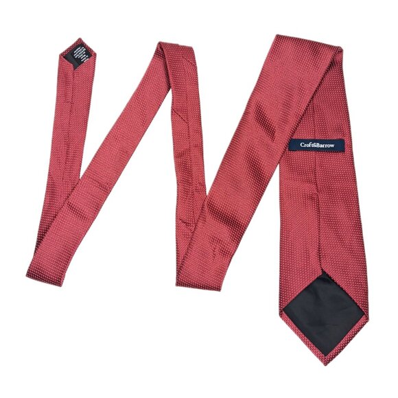 Croft & Barrow Silk Blend Tie Men’s 59.5” Red Dot Preppy Corpcore Classic New - Picture 3 of 4
